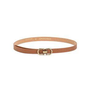 PERSAMAN NEW YORK Saddle Made In Italy Leather Double Gold Tone Buckle Belt
